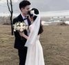 CW359 Real Photo sleeveless Champagne garden Wedding Dress