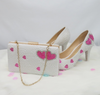 BS142 Lover heart White pearl Bridal Shoes , matching purse
