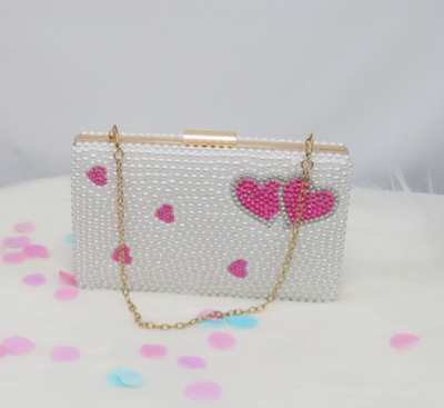 BS142 Lover heart White pearl Bridal Shoes , matching purse