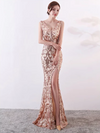PP237 Sequined V-neck mermaid Evening Dresses( 4 Colors)