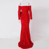 PP376 off the shoulder Red Sequined Party Dress