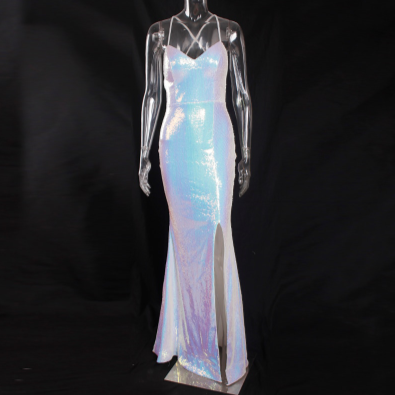 PP379 : 2 style White Shiny Sequined Maxi Dresses