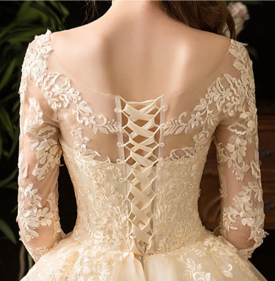 CW255 Vintage cheap full Sleeve Lace Bridal Gown