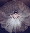 HW94 Deep V-Neck Illusion Long Sleeve Wedding Gown