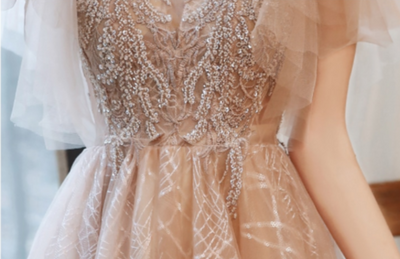 BH264 Champagne sequin Ten-length Bridesmaid dress