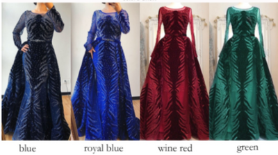 LG240 Luxurious diamond beaded Evening Gowns ( 4 Colors )