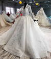 HW100 Real Photo Long sleeve sequined white wedding gown