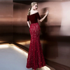 PP239 Burgundy mermaid Evening Dress