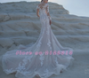 HW104 : 2in1 Long sleeve mermaid wedding dress with removable train
