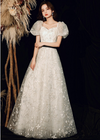 PP388 Sweety glitter White Evening Dress