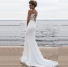 CW159 Scoop neck Appliques Lace Mermaid Wedding Gown