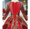 CG66 Luxury Burgundy Gold embroidery Arabic Wedding Dress