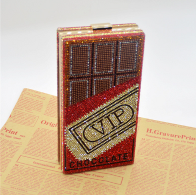 CB272 VIP Card Chocolate Crystal Evening Clutch Bags