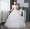 CW163 cheap Korean Style V-Neck Lace Floral Wedding Dress