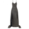 MX207 V Neck Off Shoulder Sequin Geometry Maxi Dress
