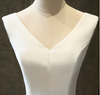 SS51 Simple V Neck Satin Tea Length Bridal Gown