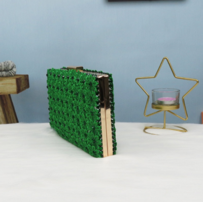 BS165 Green Lace Wedding Shoes + Clutch Purse