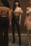 JR84 Pink Feather off the shoulder Bodysuit