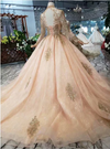 CG102 High neck beading long sleeve Wedding Dresses