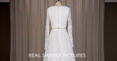 CW561 V neck flare sleeve Beach Wedding dress