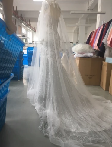 HW108 Strapless Mermaid Wedding Dress with Detachable Cape