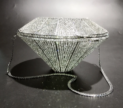 CB143 Luxurious diamond shape Evening Clutch Bags(Gold/Silver)