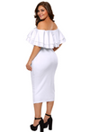 MX136 Summer Off Shoulder Ruffle Bodycon Dresses (floral/White/Black)