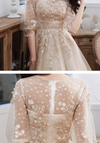PP403 Champagne Tulle High Low Prom Dresses