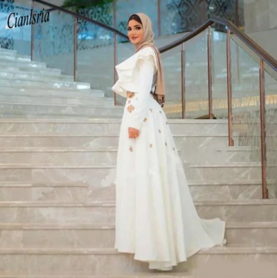 PD12 Muslim Jumpsuit Wedding Dress with Detachable Train