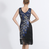 MX306 Plus Size Peacock Embroidery Great Gatsby Dresses ( 4 Colors )