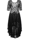 MX137 Summer Plus Size 3/4 sleeve High Low Lace Dress