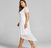 MX138 Summer Plus Size V-Neck Lace Dresses (Black/White)