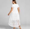 MX138 Summer Plus Size V-Neck Lace Dresses (Black/White)