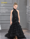 FG310 Black ruffle mermaid Pageant Gown for Girls