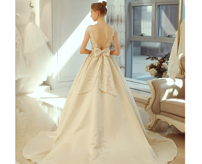 CW171 Vintage A Line cap sleeve Bridal dress