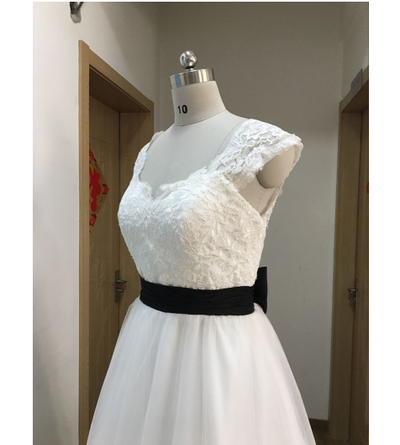 SS60 Vintage Backless with Bow Tea Length Bridal gowns