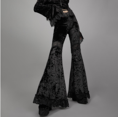 TP42  High Waist Velvet lace Flare Pants