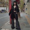 TP42  High Waist Velvet lace Flare Pants
