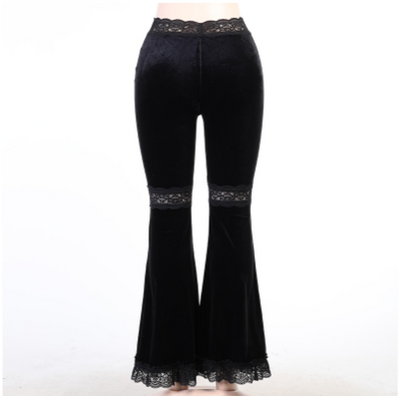 TP42  High Waist Velvet lace Flare Pants