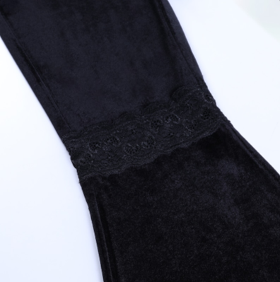 TP42  High Waist Velvet lace Flare Pants