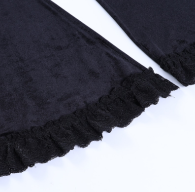 TP42  High Waist Velvet lace Flare Pants