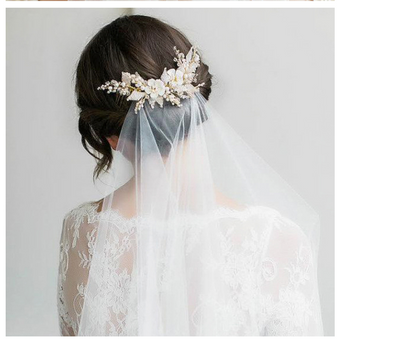BJ20 White Flower Pearl  Comb Bridal Hair Accessories