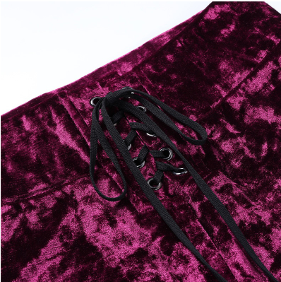 TP44 Punk style High Waist Velvet Pants