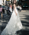 CW173 Unique A Line star applique sequin Boho Wedding dress