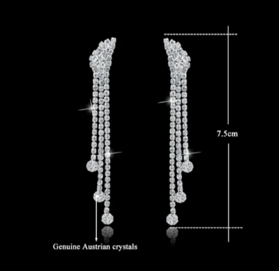 BJ131 Rhinestone Tassel wedding jewelry sets: Necklace+Earrings