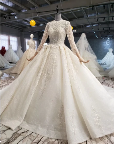 HW120 Glamorous full sleeve Wedding Dress
