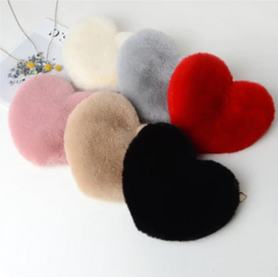 CB153 Heart Shaped Faux Fur Purse(7 Colors)