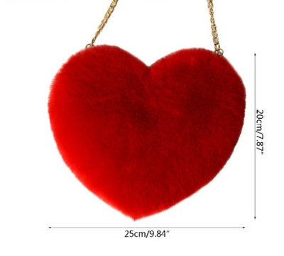 CB153 Heart Shaped Faux Fur Purse(7 Colors)