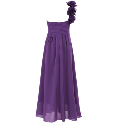 FG445 One shoulder Chiffon Maxi dresses for Girls ( 6 Colors )