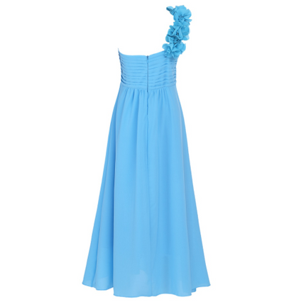 FG445 One shoulder Chiffon Maxi dresses for Girls ( 6 Colors )